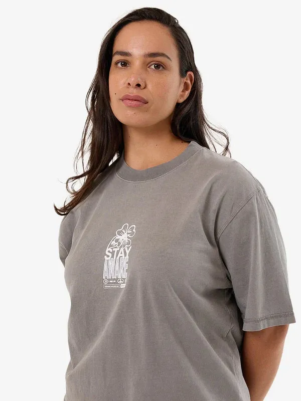 Thrills Stay Aware Square Tee - Washed Grey