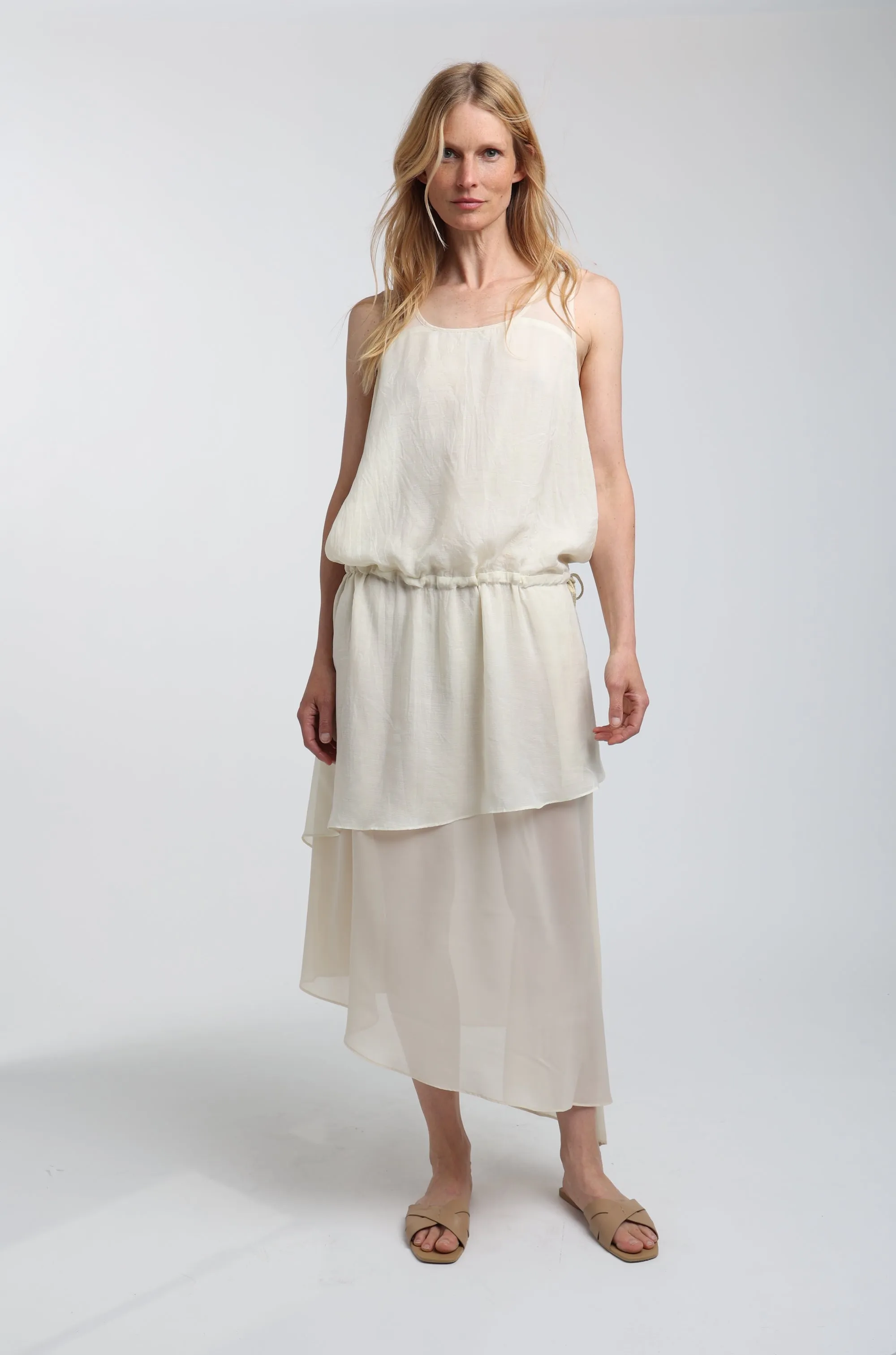 Tiered Midi Drop Waist Dress