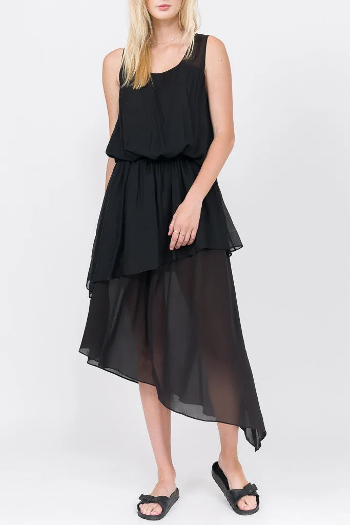 Tiered Midi Drop Waist Dress