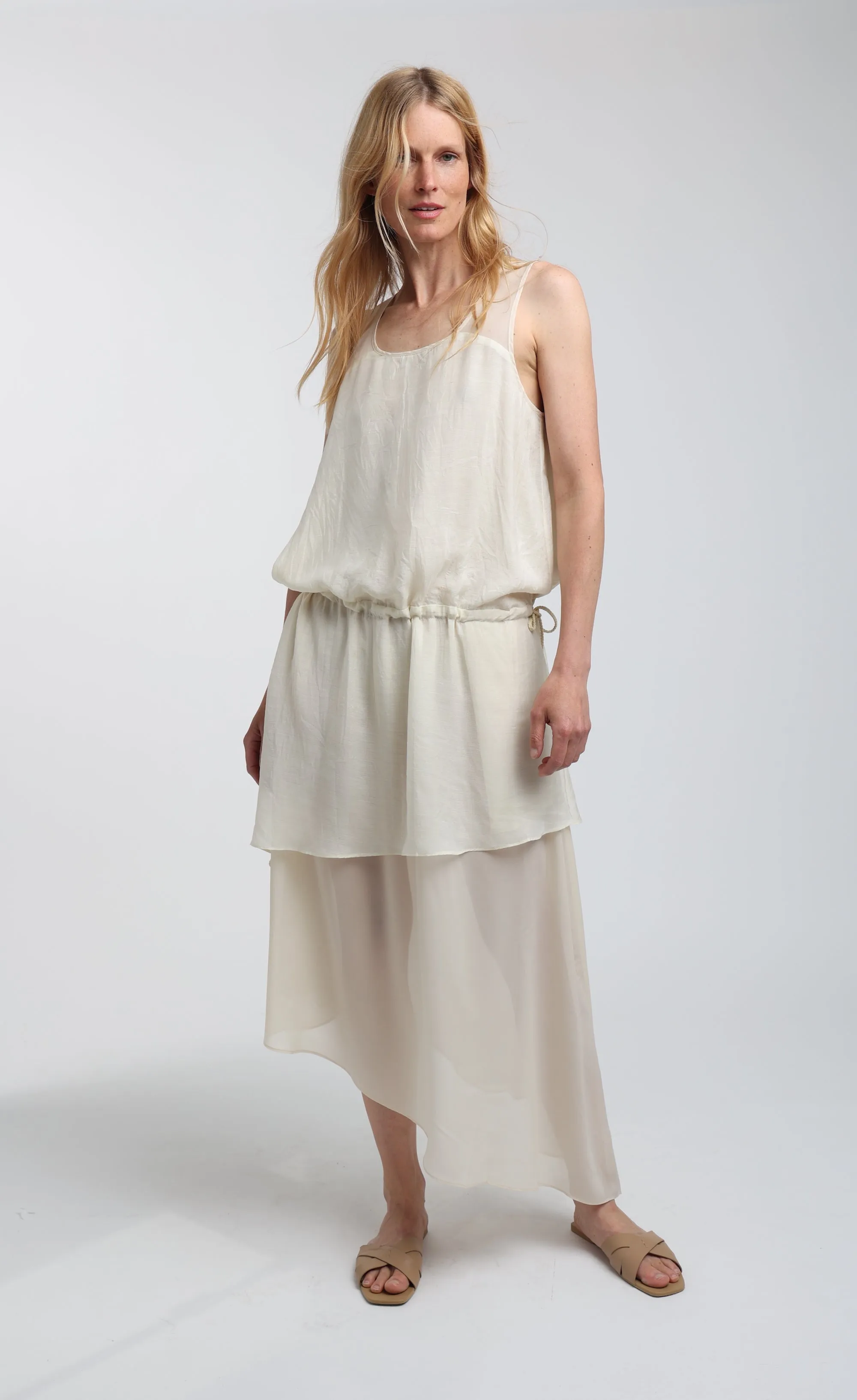 Tiered Midi Drop Waist Dress