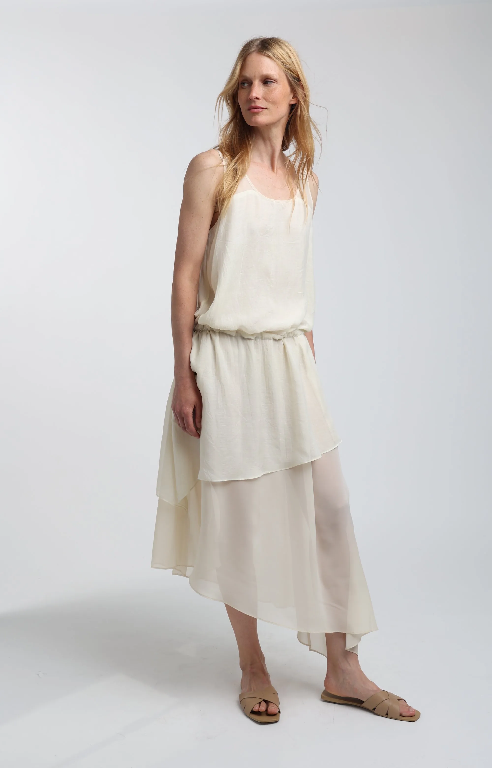 Tiered Midi Drop Waist Dress