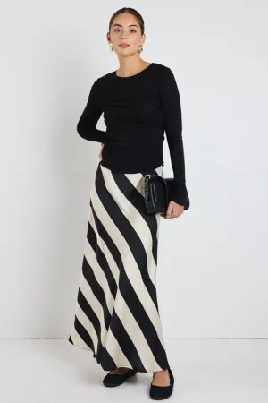 Tilda Maxi Skirt - Black Sand Stripe