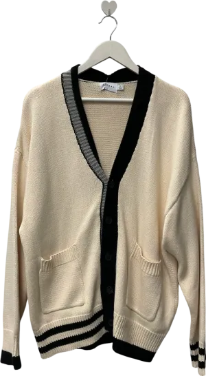 Topman Cream Oversized Collegiate Cardigan UK S