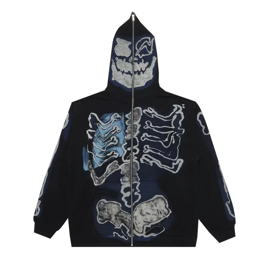 Travis Scott Cactus Jack For Fragment Skeleton Graffiti Full Zip Hoodie