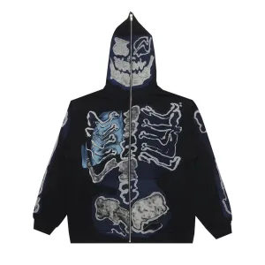 Travis Scott Cactus Jack For Fragment Skeleton Graffiti Full Zip Hoodie