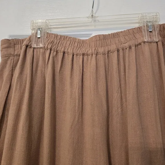 Tribal Jeans Linen Blend Jacket and Palazzo Wide Leg Pants Set Caramel Color