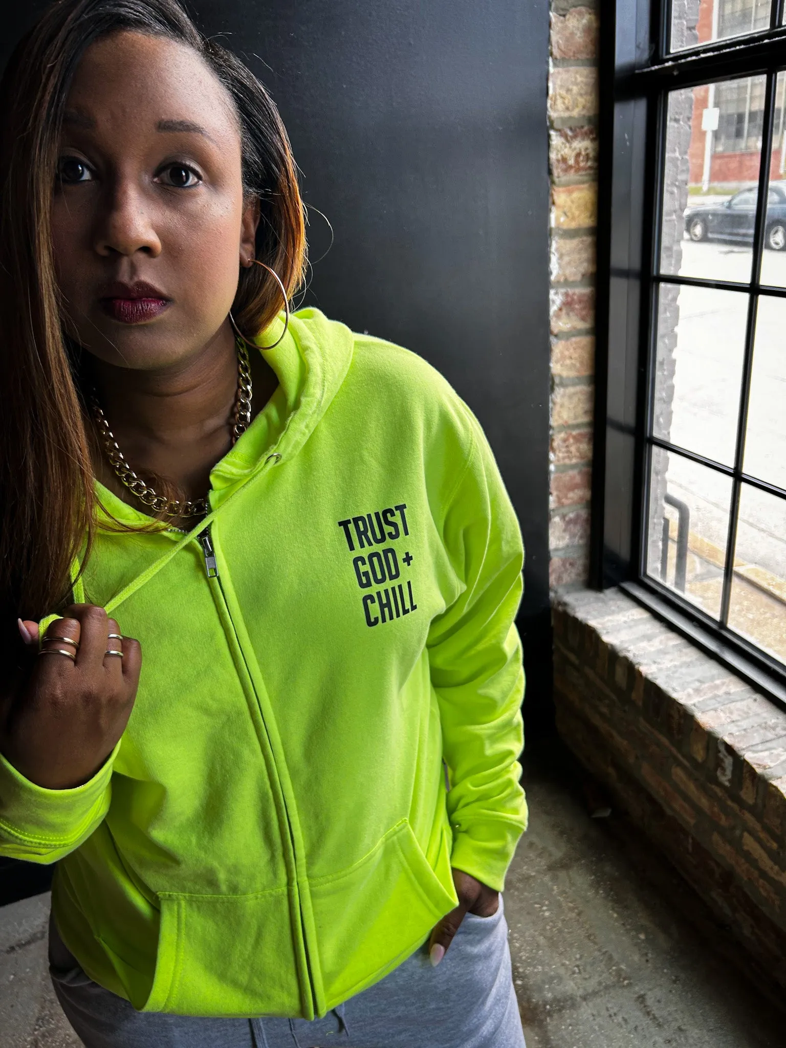 Trust God   Chill Adult Full-Zip Box Hoodie