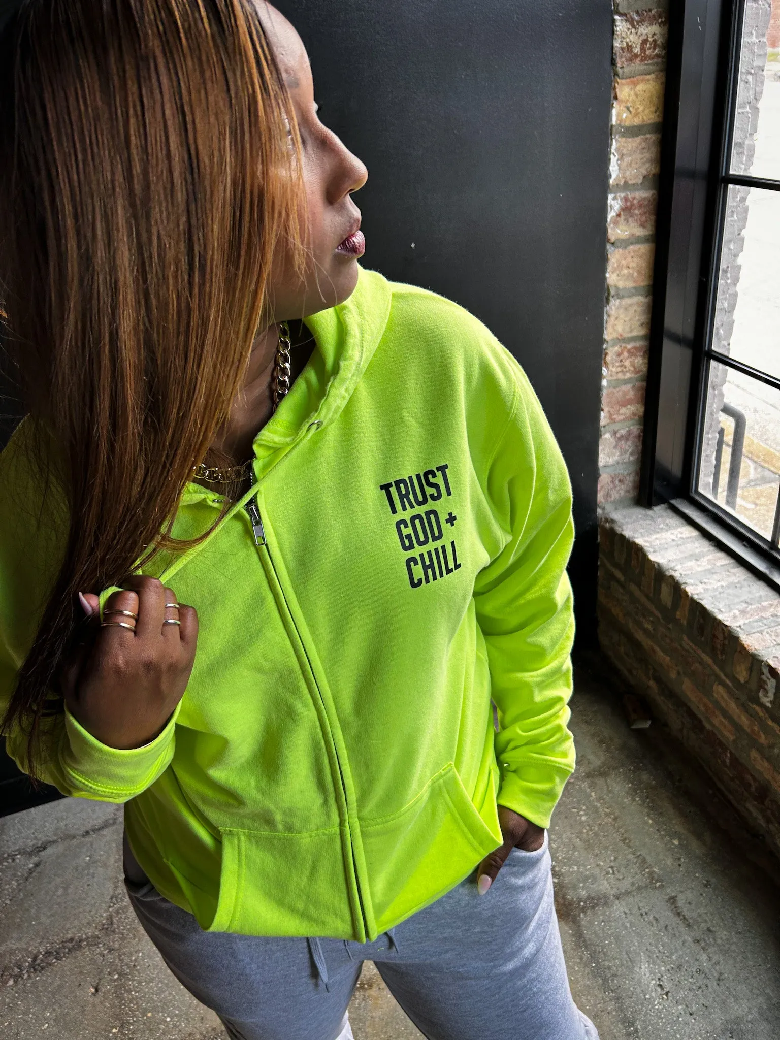 Trust God   Chill Adult Full-Zip Box Hoodie