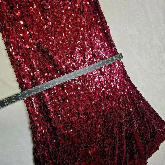 Ultra Long Red Burgundy Sequence allover maxi Skirts. Size n brand unknown. M?
