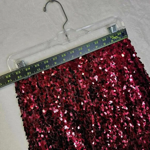 Ultra Long Red Burgundy Sequence allover maxi Skirts. Size n brand unknown. M?