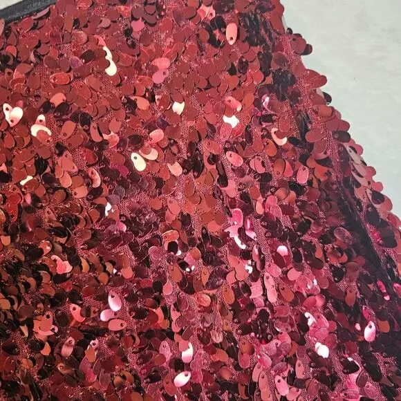 Ultra Long Red Burgundy Sequence allover maxi Skirts. Size n brand unknown. M?