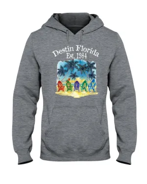 Unisex Fleece Beach Hoodie Destin Florida Relax Chairs