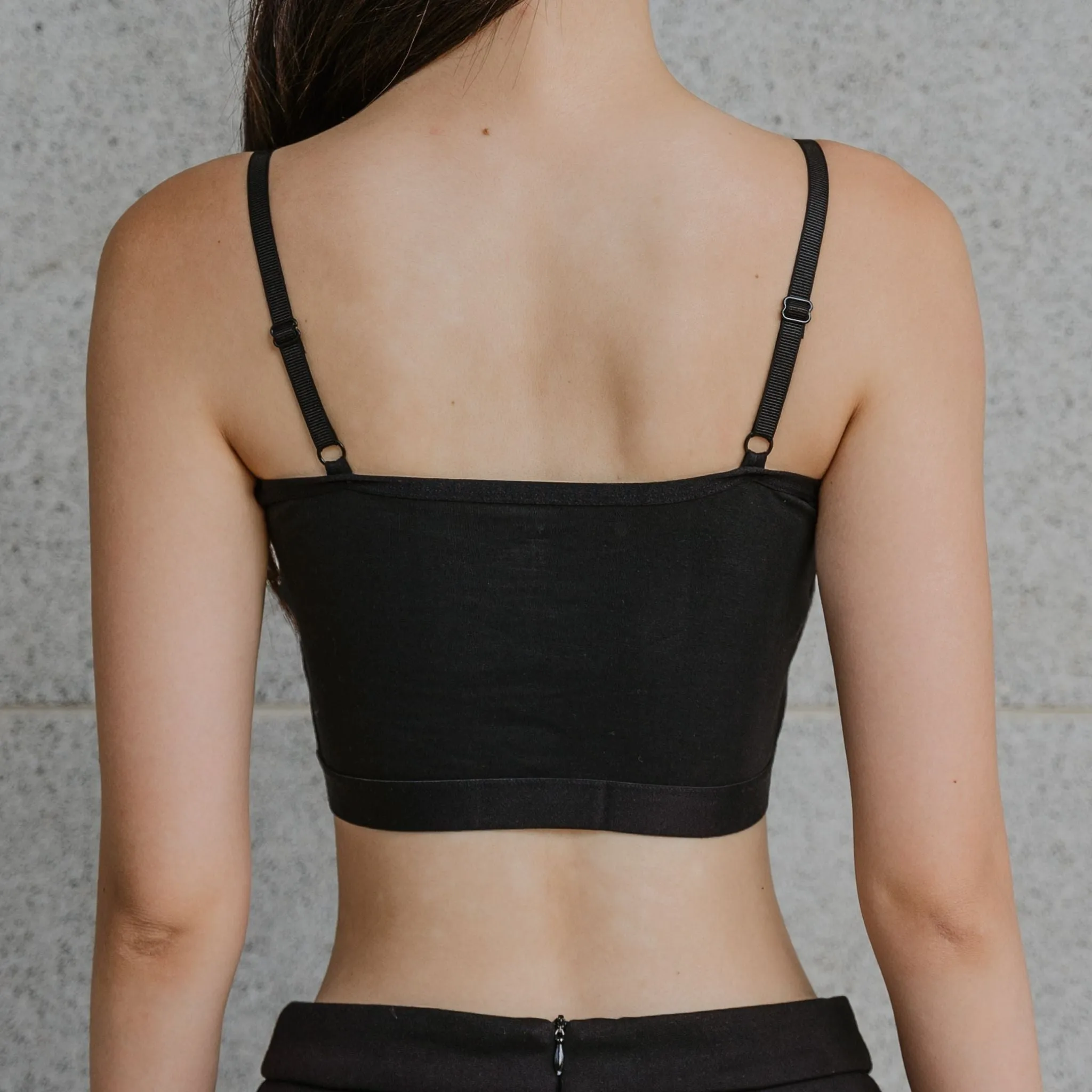 Urban Edge! Mini-Crop Cami Bra Top (Solid Cotton) in Black