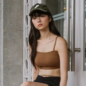 Urban Edge! Mini-Crop Cami Bra Top (Solid Cotton) in Creme Espresso