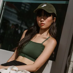 Urban Edge! Mini-Crop Cami Bra Top (Solid Cotton) in Creme Matcha