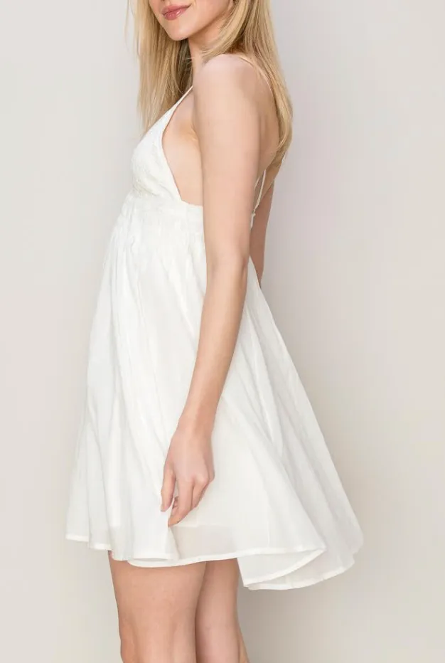 V Neck Flowy Mini Dress