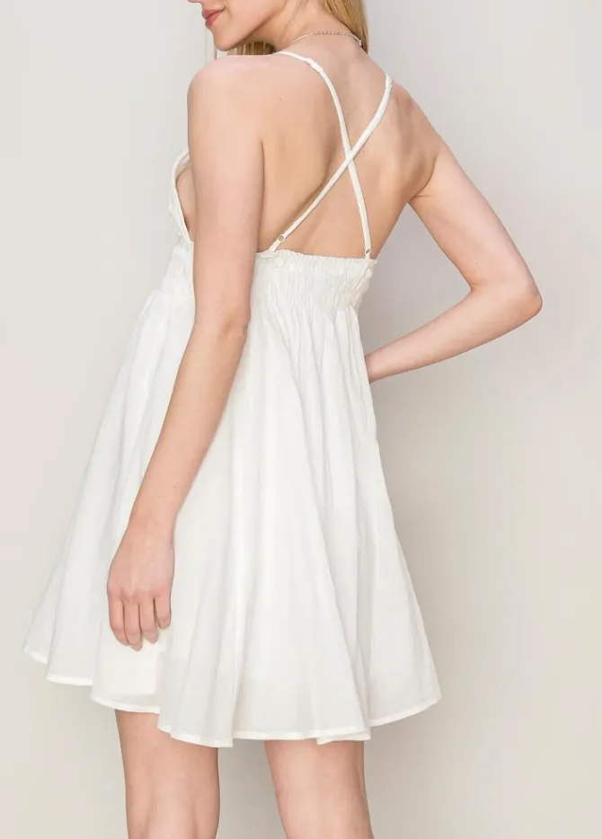 V Neck Flowy Mini Dress
