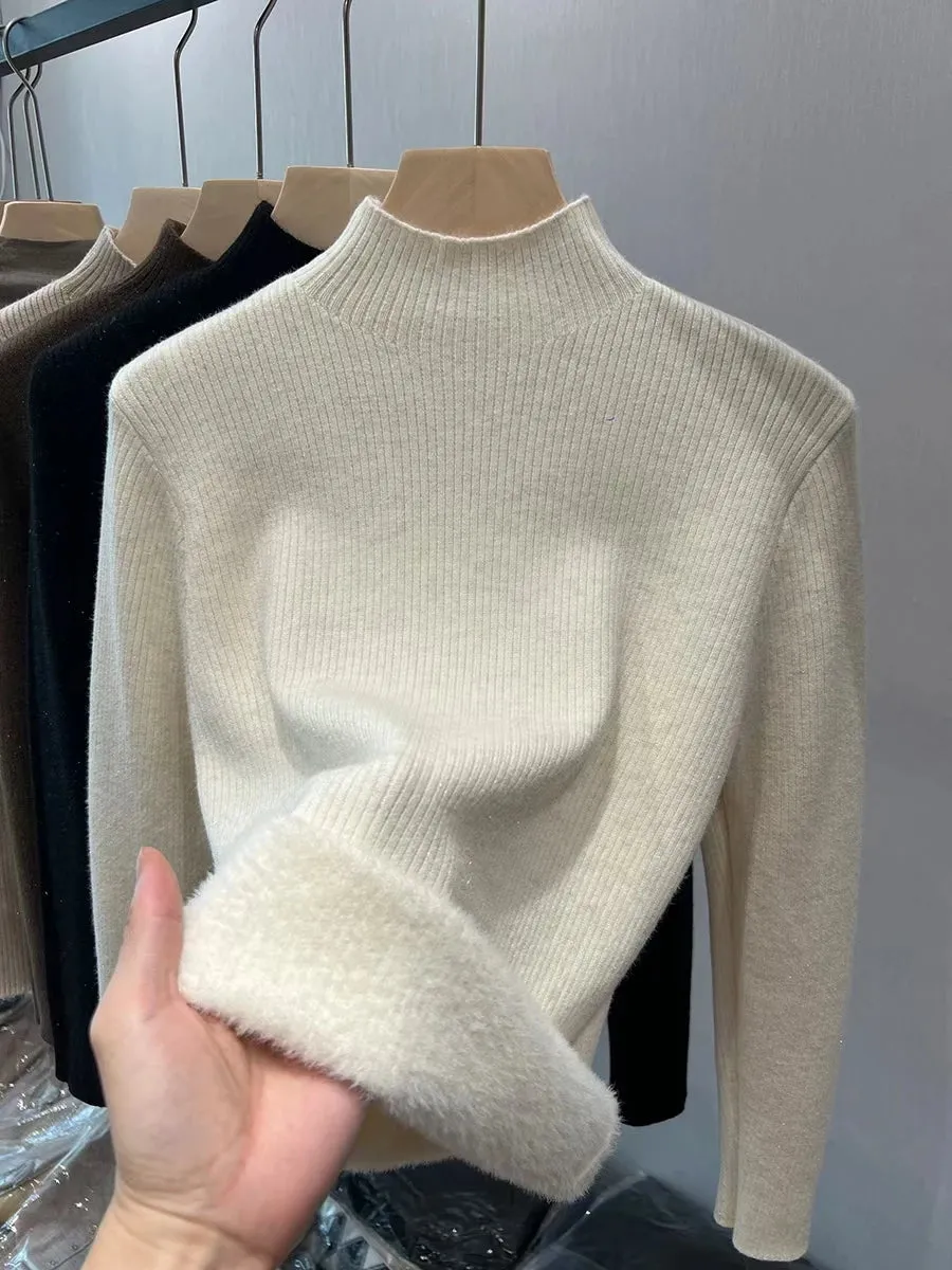 Velvet-Lined Turtleneck Sweater