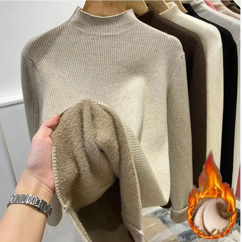 Velvet-Lined Turtleneck Sweater