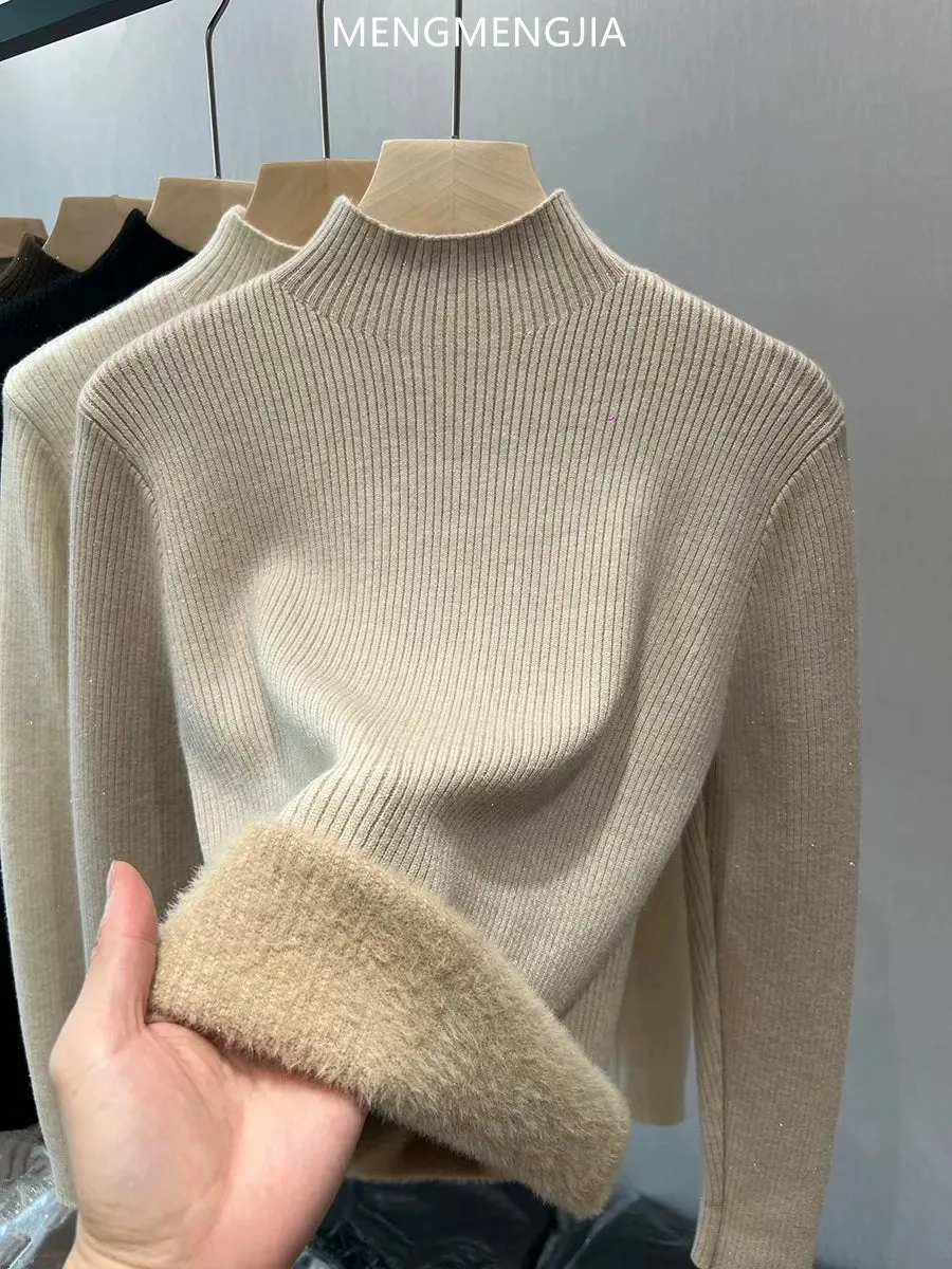 Velvet-Lined Turtleneck Sweater