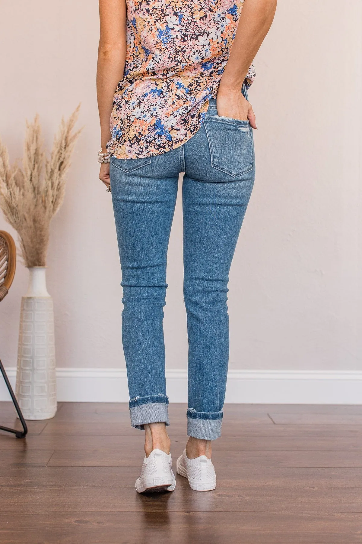 Vervet Mid-Rise Distressed Skinny Jean- Edith Wash