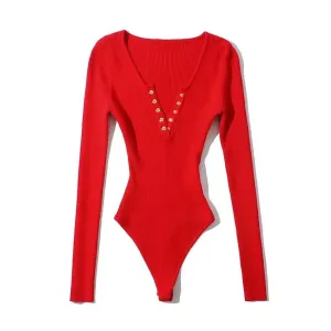 Vibe Snap V-Neck Long Sleeve Bodysuit