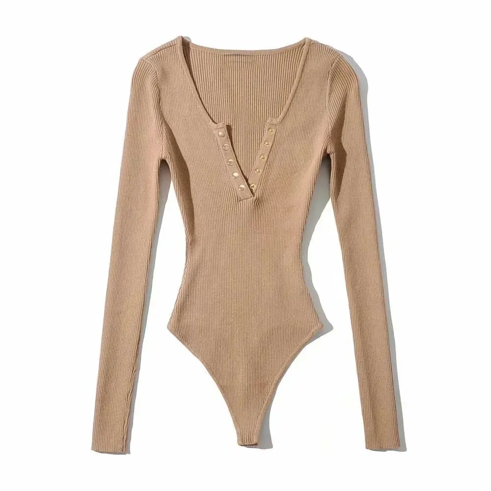 Vibe Snap V-Neck Long Sleeve Bodysuit