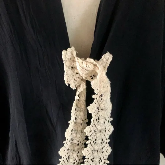 Vintage Lew Magram 90’s Black Jacket with Cream Lace  (one size, fits up to XL)