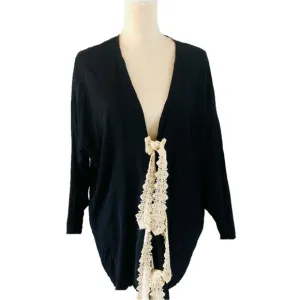 Vintage Lew Magram 90’s Black Jacket with Cream Lace  (one size, fits up to XL)