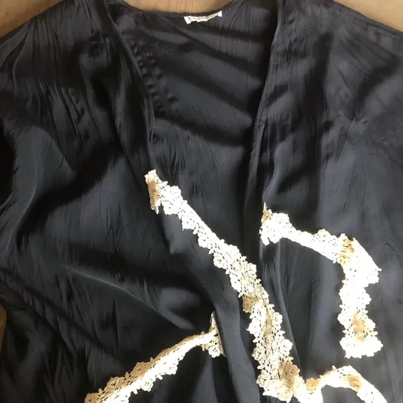 Vintage Lew Magram 90’s Black Jacket with Cream Lace  (one size, fits up to XL)