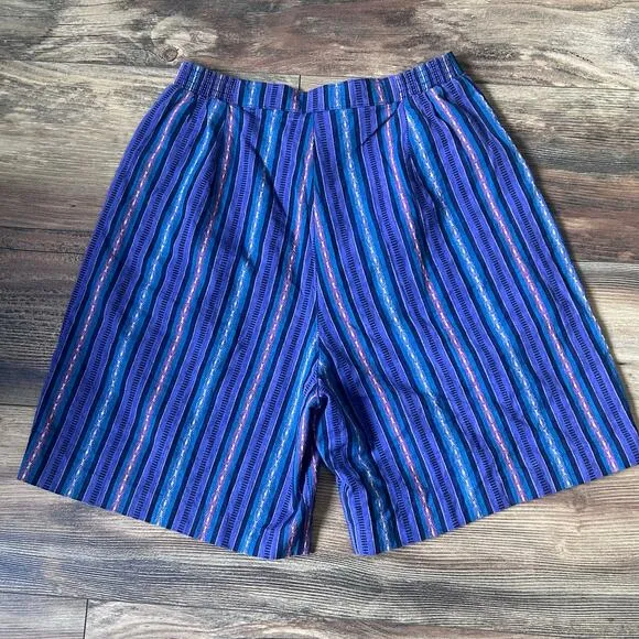 Vintage Striped Funky Shorts High Waisted 90s Retro Pleated Summer OOAK Small