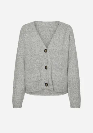 VM Boom LS V-Neck Button Cardigan Light Grey Melange