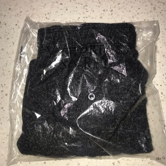Vs Victorias Secret Pink Cozy Sleep Boxy Short Shortie Black Glitter Script S