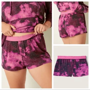 Vs Victorias Secret Pink Cozy Sleep Boxy Short Shortie Virtual Violet Tie Dye L