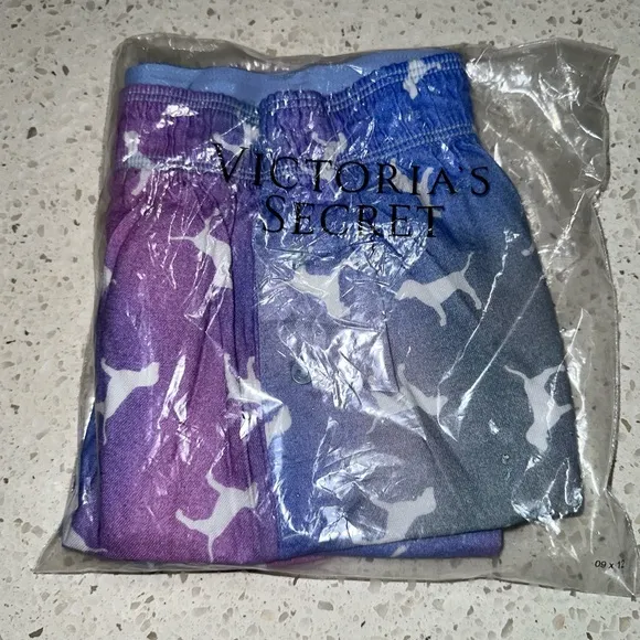 Vs Victorias Secret Pink Flannel Sleep Boxy Short Shortie Arctic Blur Dogs XL