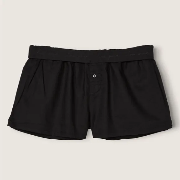 Vs Victorias Secret Pink Flannel Sleep Boxy Short Shortie Black Rainbow S