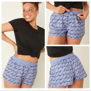 Vs Victorias Secret Pink Flannel Sleep Boxy Short Shortie Dusty Periwinkle XL