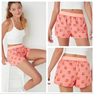 Vs Victorias Secret Pink Flannel Sleep Boxy Short Shortie Guava Peach XXL