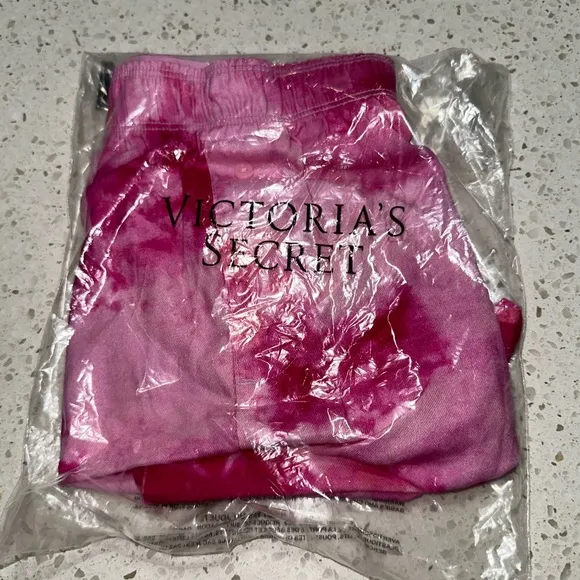 Vs Victorias Secret Pink Flannel Sleep Boxy Short Shortie Pink Daisy Tie Dye M