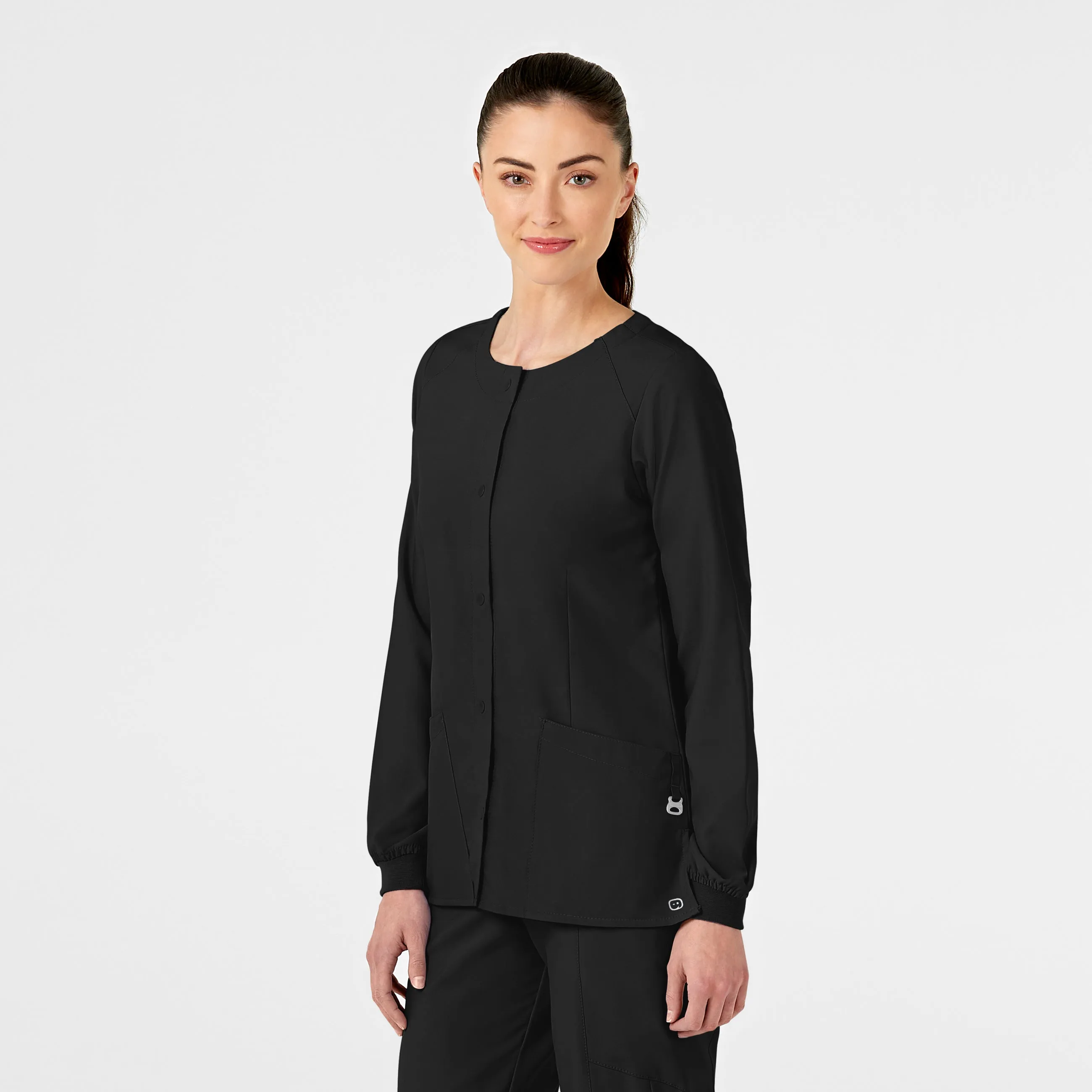 W123 8155 Crew Neck Warm Up Jacket Black