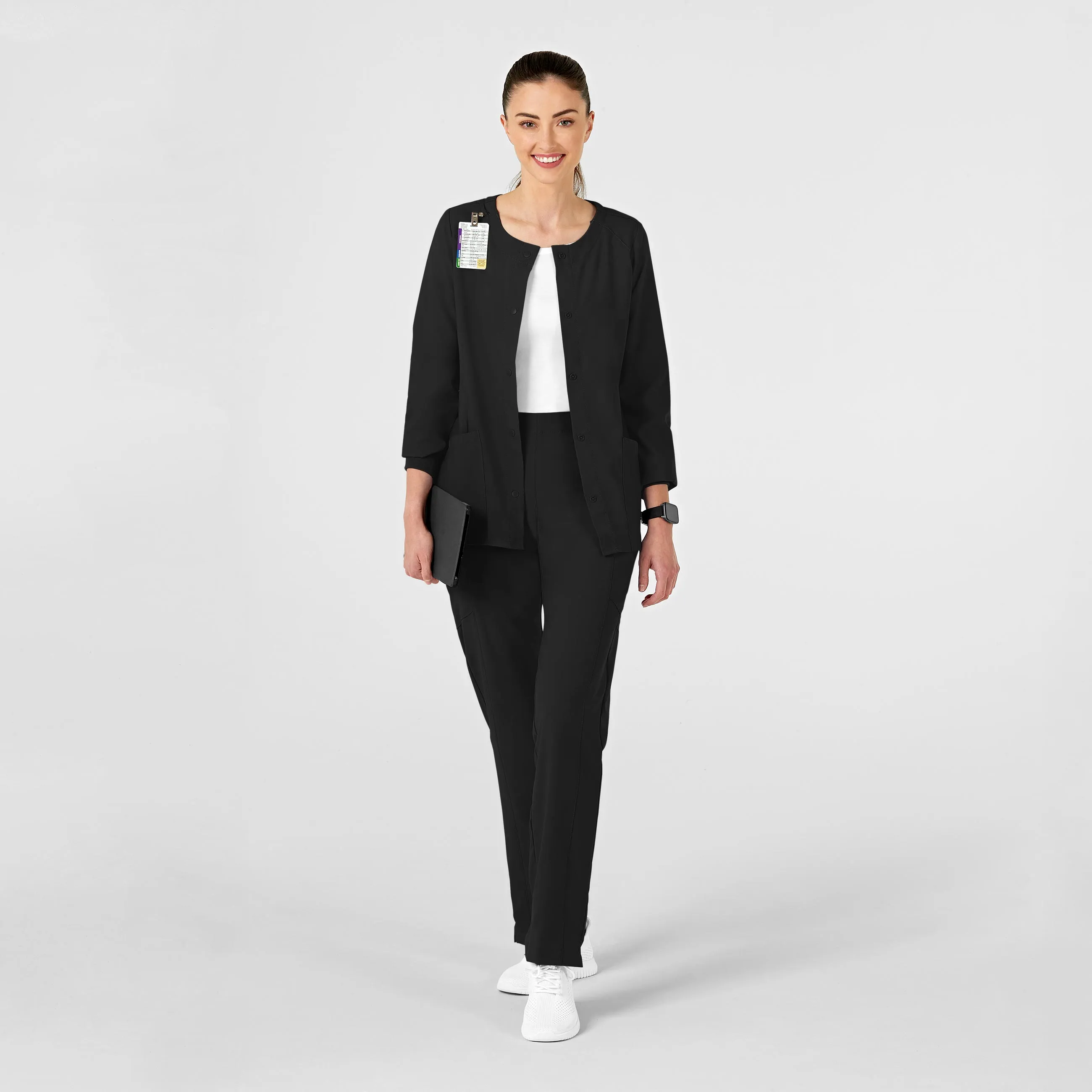 W123 8155 Crew Neck Warm Up Jacket Black