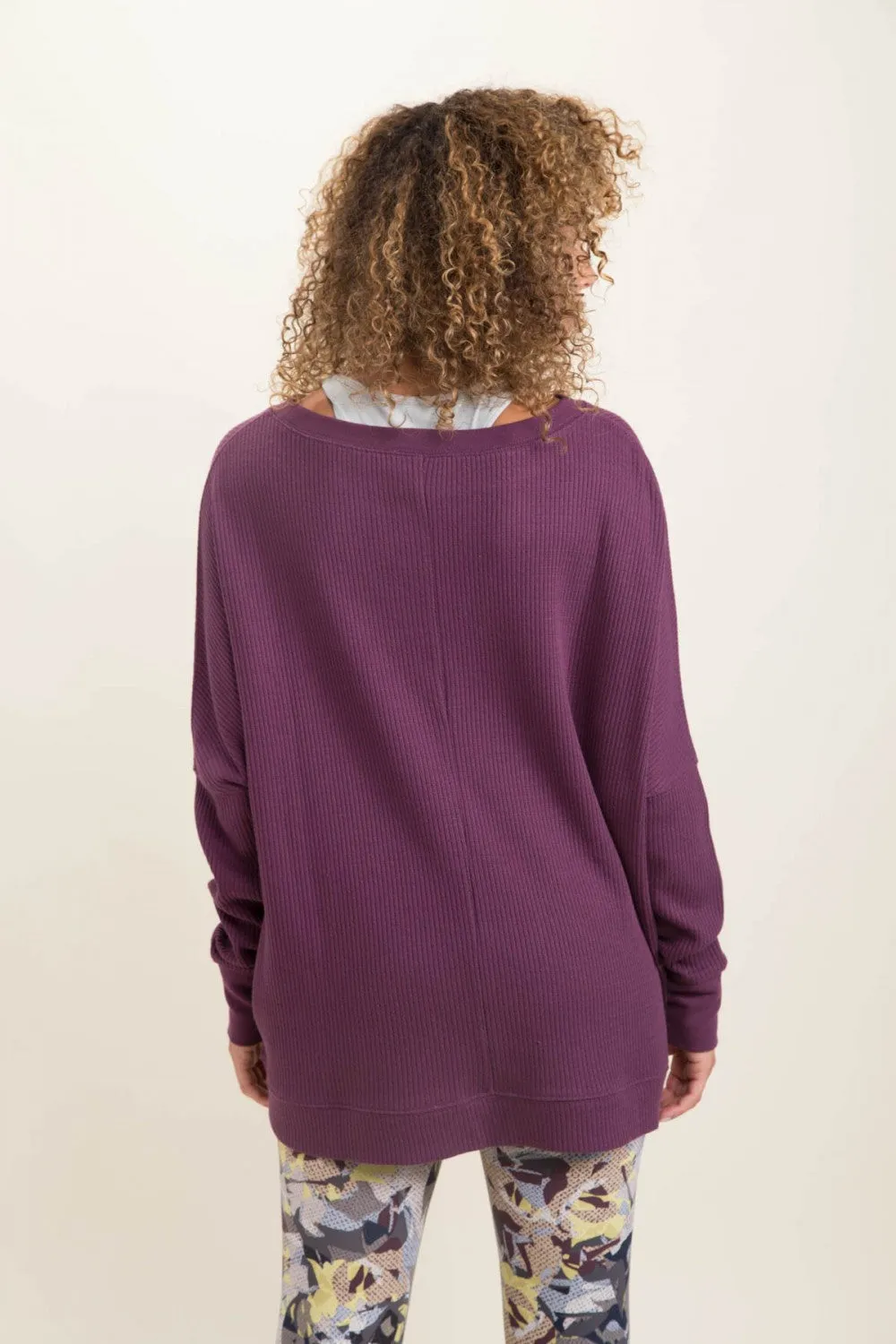 WAFFLE TOP IN PLUM