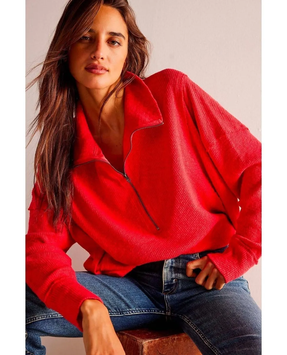 Walk Away Tunic Sweater Red