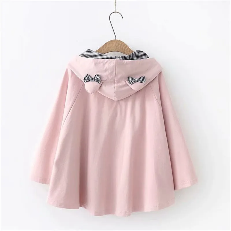 WAVY SIDE CAT FISH EMBROIDERED CAPE HOODIE UB3136