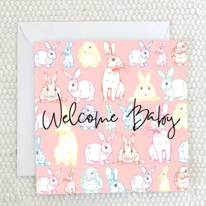 'Welcome Baby' Pink Greeting Card