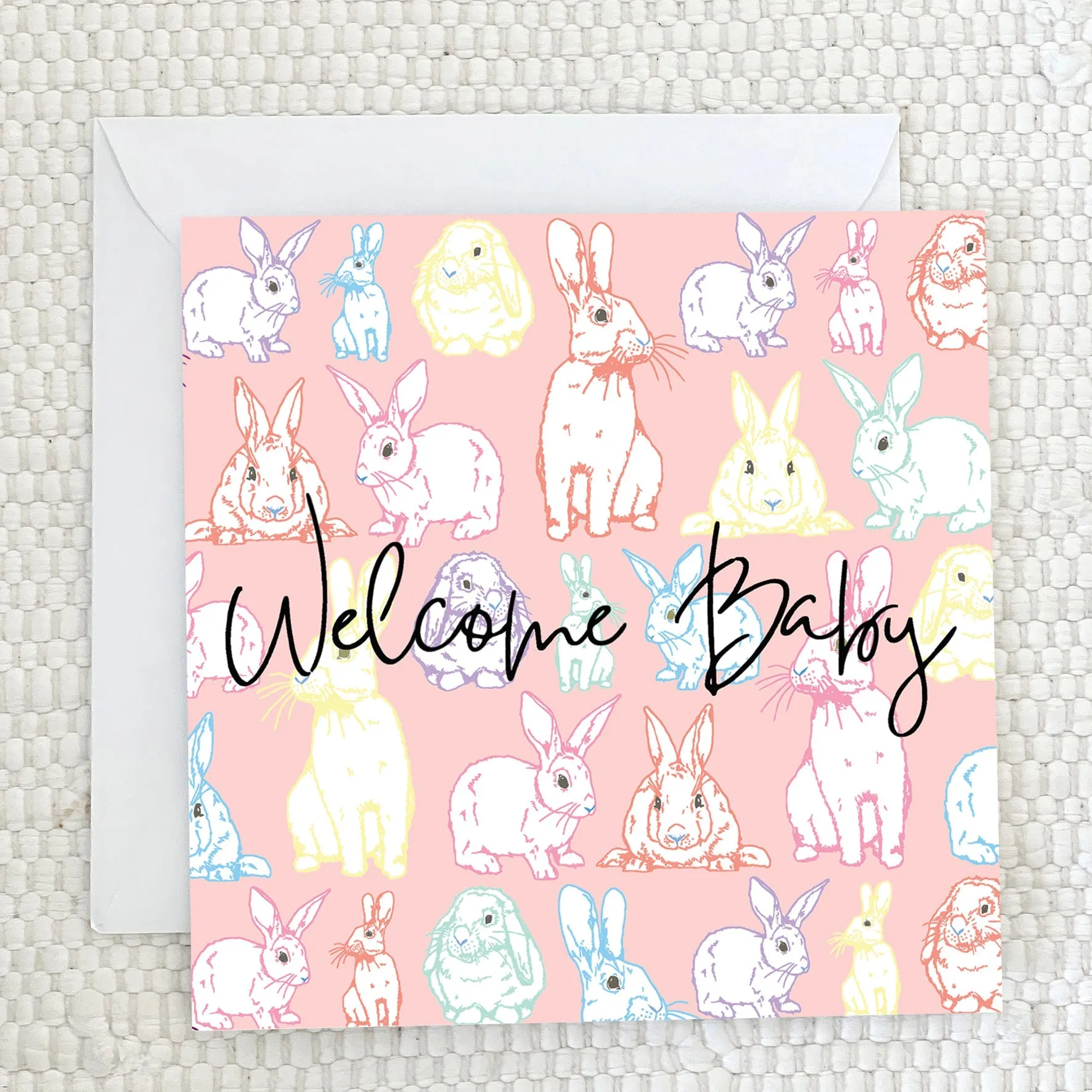 'Welcome Baby' Pink Greeting Card