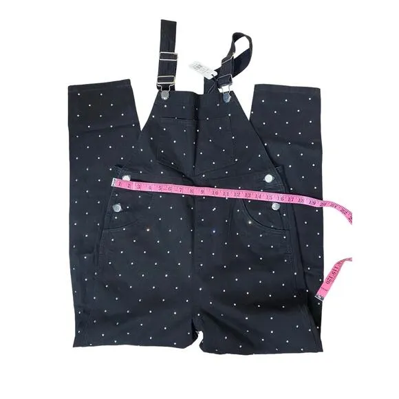 WEWOREWHAT Basic Crystal Embellished Black Overalls NEW Size Small