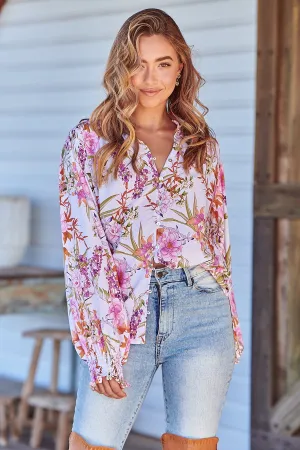 White Acadia Print Danni Blouse