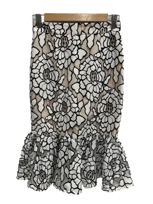 White And Black Lace Floral Skirt