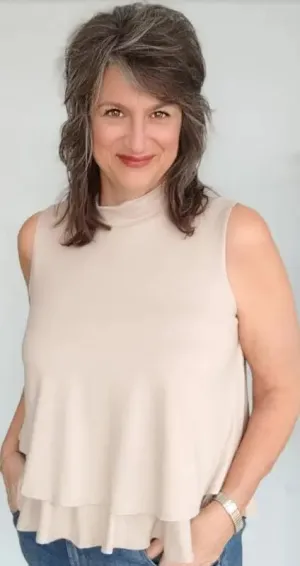 White Birch Taupe Mock Neck Top
